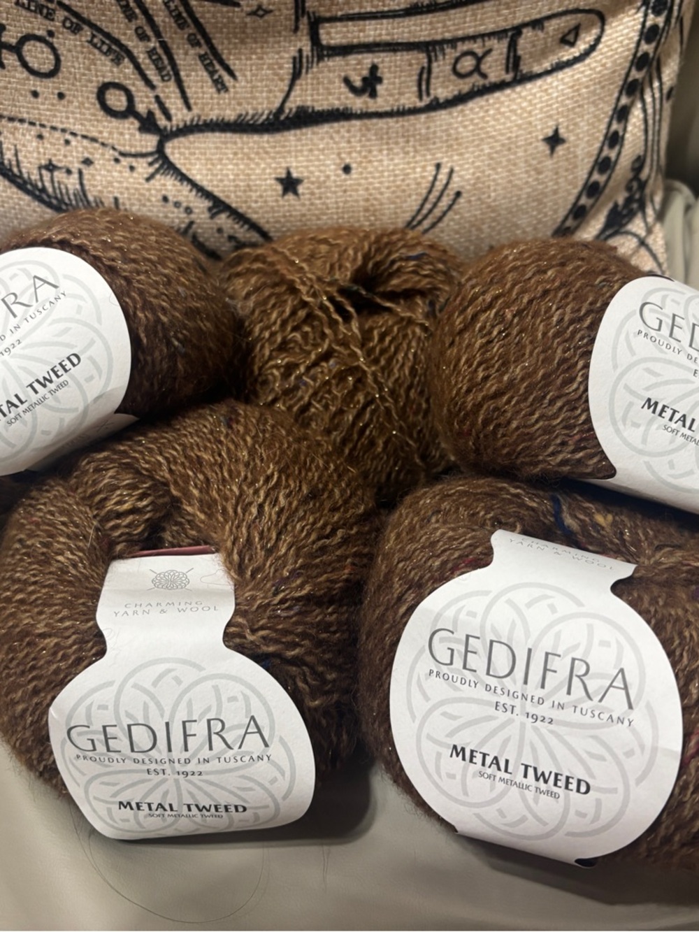 Gedifra Metal Tweed Yarn - Brown Metallic Tweed (4+ partial balls)